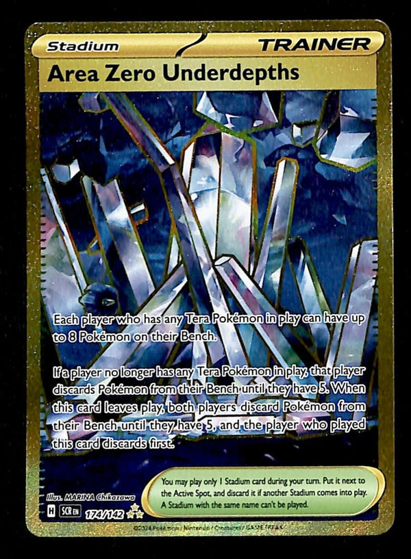 Area Zero Underdepths Gold Card Stellar Crown 174/142, NM Pokemon Card