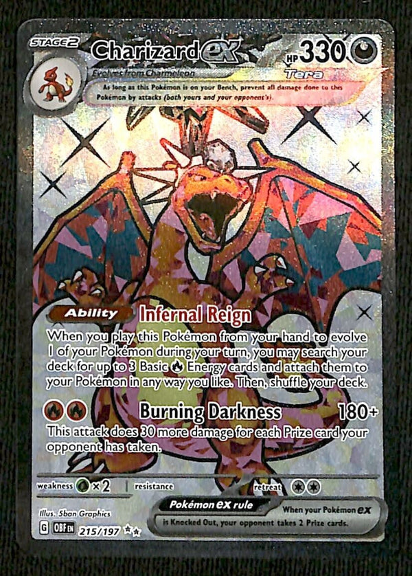 Charizard ex Ultra Rare Obsidian Flames 215/197, NM Pokemon Card Charizard ex Ultra Rare Obsidian Flames 215/197, NM Pokemon Card