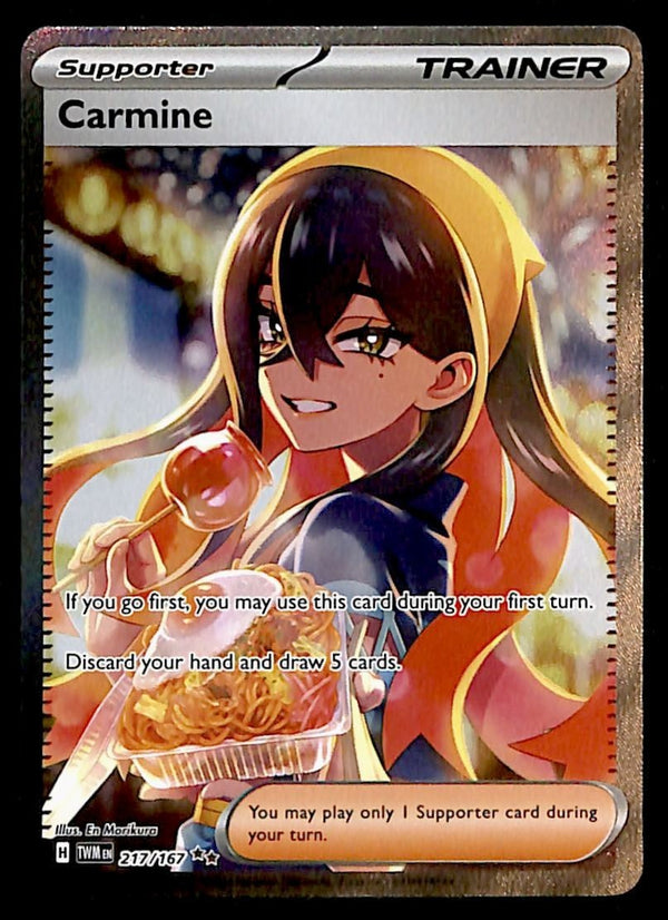 Carmine Full Art Trainer Twilight Masquerade 217/167, NM Pokemon Card Carmine Full Art Trainer Twilight Masquerade 217/167, NM Pokemon Card