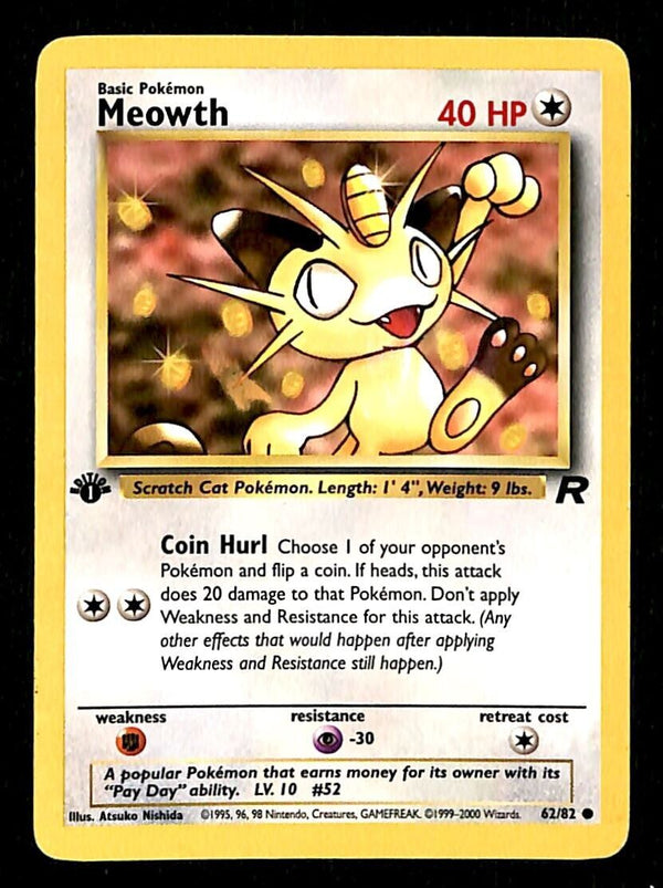 Mewoth Team Rocket 1st Edition EX, 62/82 Pokemon Card.