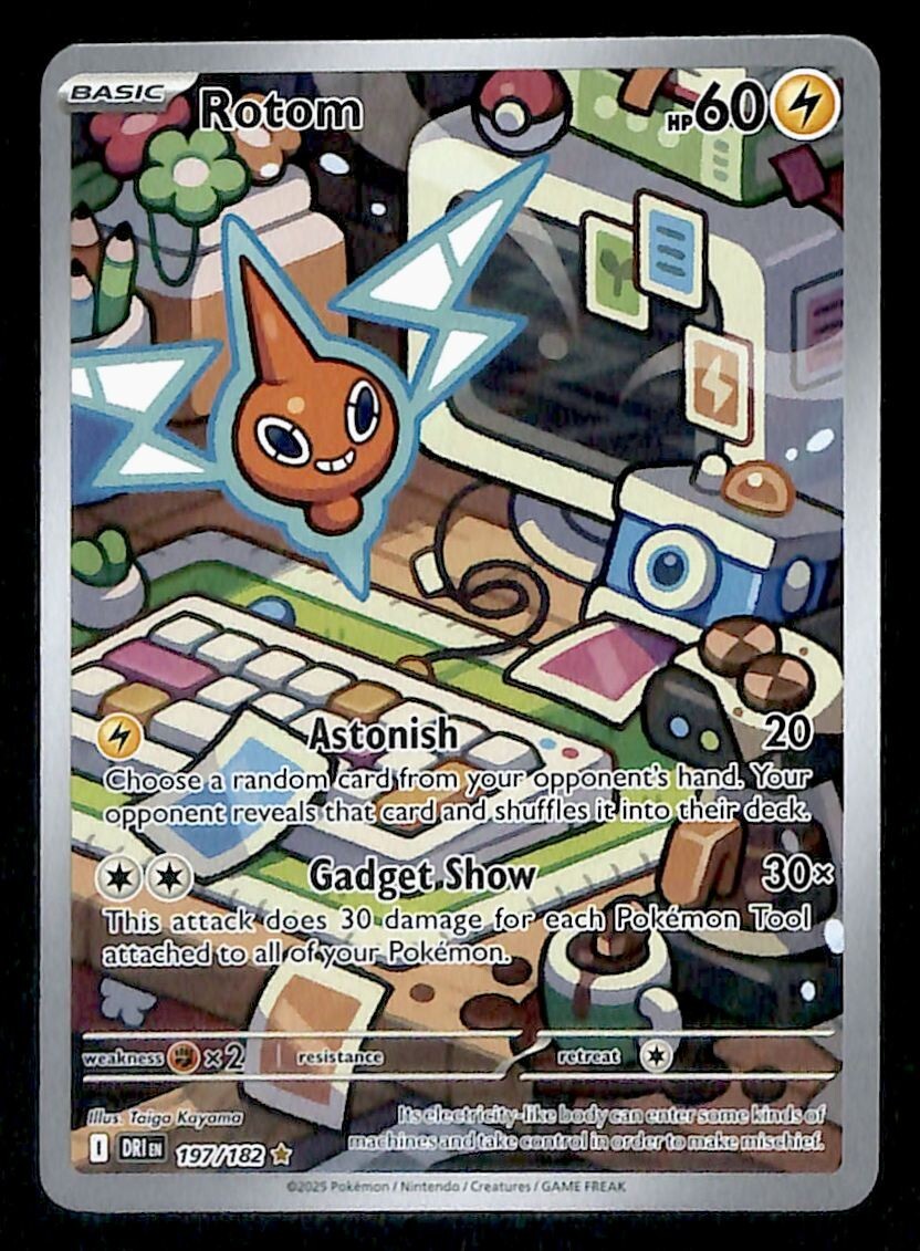 The Rarest Rotom Card Rotom Illistration Rare Destined Rivals 197/182, NM Pokemon Card