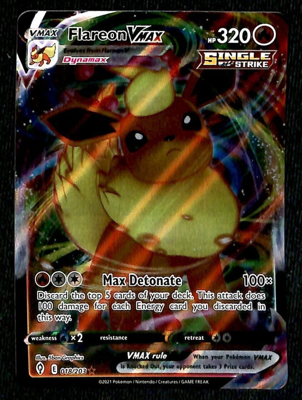 Flareon VMAX Evolving Skies 018/203, NM Pokemon Card