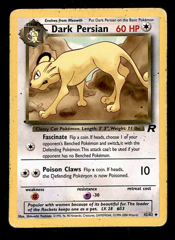 Dark Persian Team Rocket VG, 42/82 Pokemon Card.