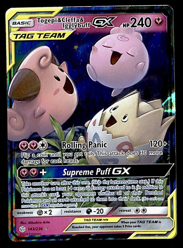 Togepi & Cleffa & Igglybuff GX Cosmic Eclipse 143/236, EX Pokemon Card