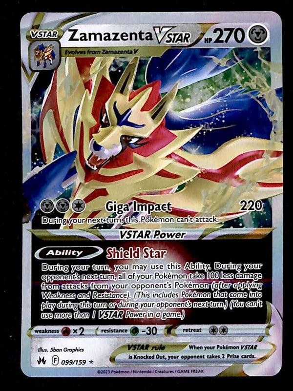 Zamazenta Vstar Ultra Rare Crown Zenith 099/159, NM Pokemon Card Zamazenta Vstar Ultra Rare Crown Zenith 099/159, NM Pokemon Card