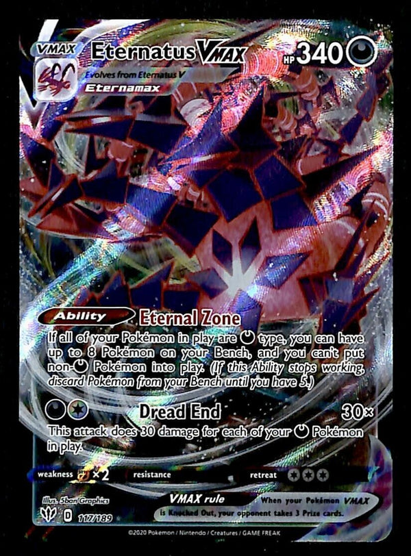 Eternatus Vmax Darkness Ablaze 117/189, NM Pokemon Card Eternatus Vmax Darkness Ablaze 117/189, NM Pokemon Card