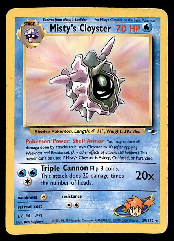 Misty's Cloyster Gym Heroes VG, 29/132 Pokemon Card.