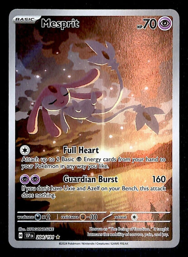 Mesprit Illustration Rare Surging Sparks 204/191, NM Pokemon Card