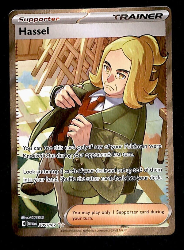 Hassel Full Art Trainer Twilight Masquerade 205/167, NM Pokemon Card Hassel Full Art Trainer Twilight Masquerade 205/167, NM Pokemon Card