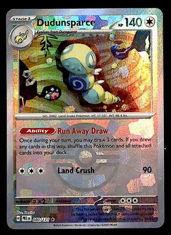 Dudunsparce Reverse Pokeball Prismatic Evoloutions 080/131, NM Pokemon Card