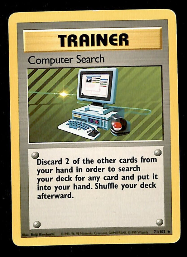 Computer Search Base Set 1999 Unlimited Print EX, 71/102 Pokemon Card.