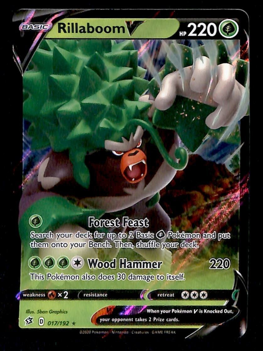 Rillaboom V Ultra Rare Rebel Clash 017/192, NM Pokemon Card