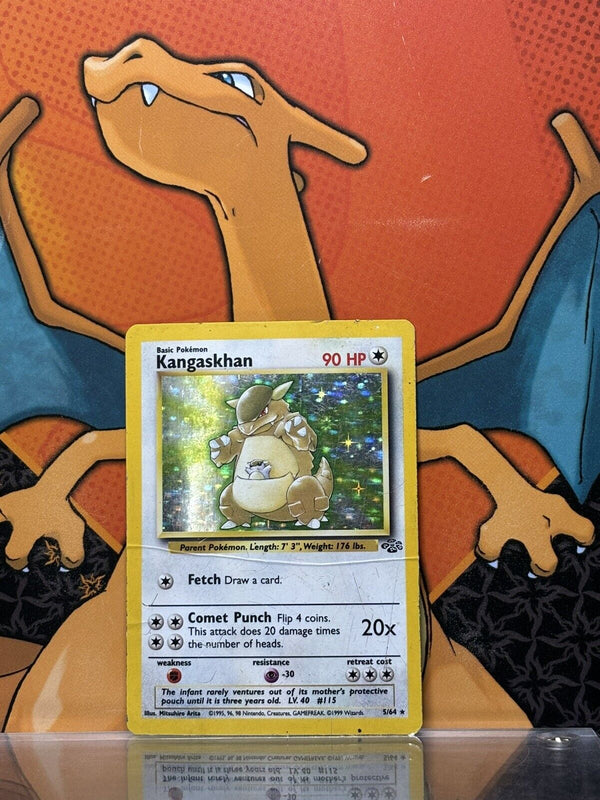 Kangaskhan Holo Jungle PLAYED, 5/64 Pokemon Card.