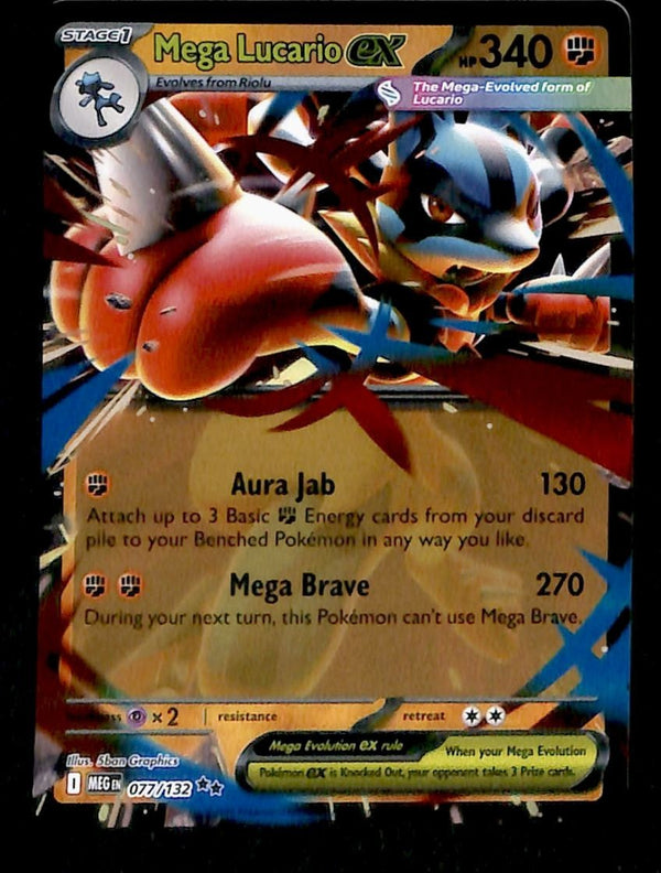Mega Lucario ex Mega Evolution MEG 077/132, NM Pokemon Card