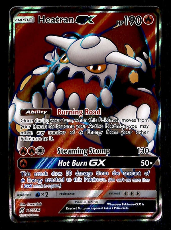 Heatran GX Ultra Rare Unified Minds 216/236, NM Pokemon Card