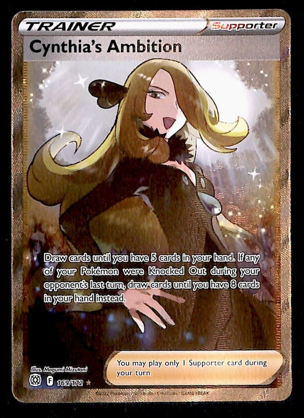 Cynthia's Ambition Full Art Trainer Brilliant Stars 169/172, NM Pokemon Card