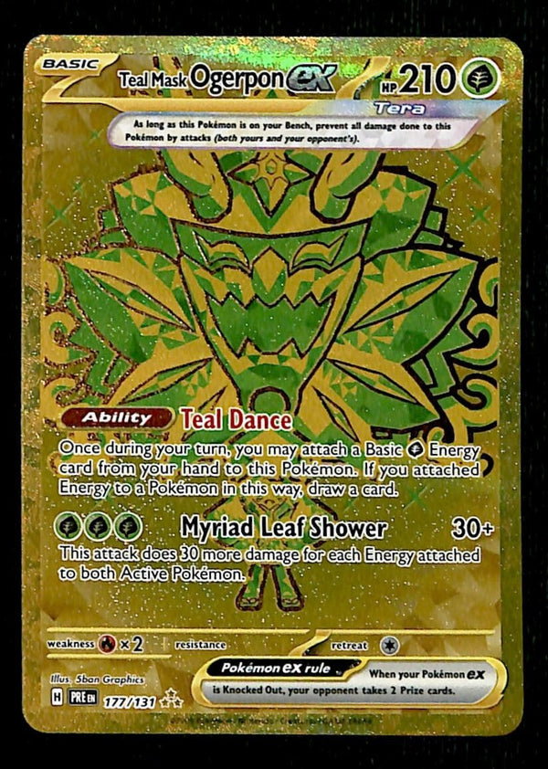 Ogerpon EX Gold Card Prismatic Evoloutions 177/131, NM Pokemon Card
