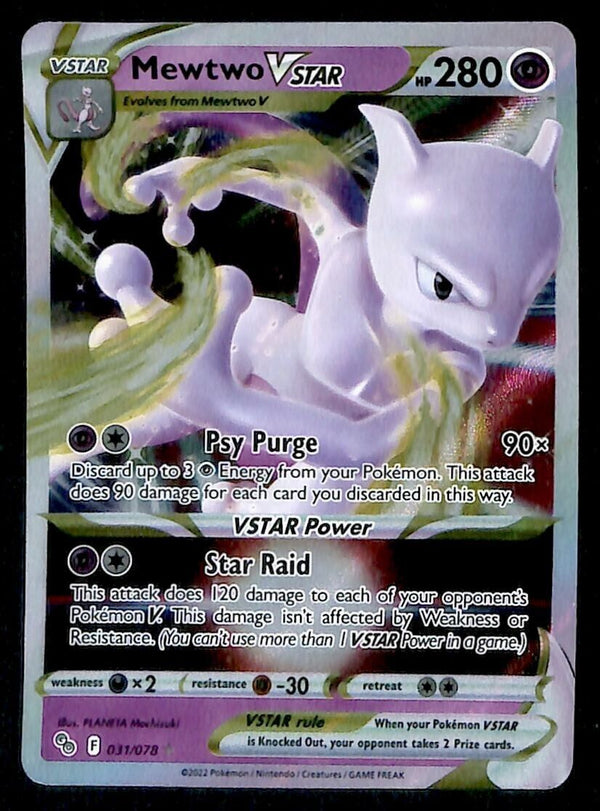Mewtwo Vstar Ultra Rare Pokemon GO 031/078, NM Pokemon Card