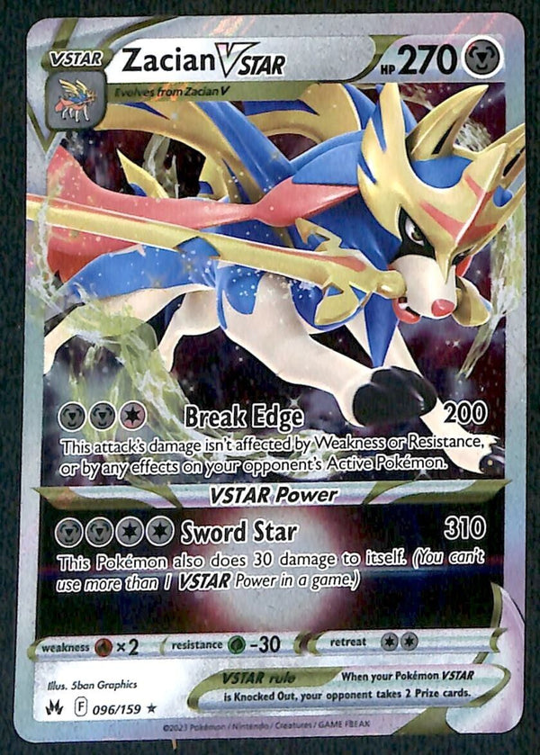 Zacian Vstar Ultra Rare Crown Zenith 096/159, NM Pokemon Card Zacian Vstar Ultra Rare Crown Zenith 096/159, NM Pokemon Card