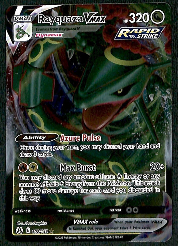 Rayquaza Vmax Ultra Rare Crown Zenith 102/159, NM Pokemon Card Rayquaza Vmax Ultra Rare Crown Zenith 102/159, NM Pokemon Card