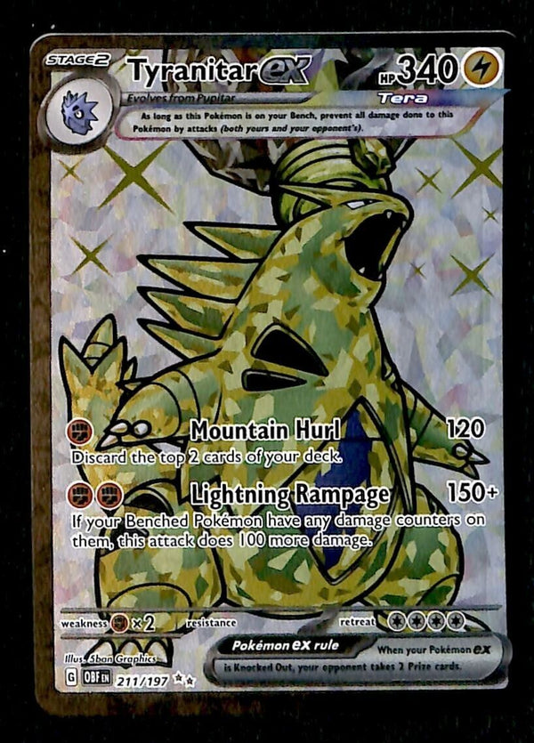 Tyranitar EX Secret Rare Obsidian Flames 211/197, NM Pokemon Card Tyranitar EX Secret Rare Obsidian Flames 211/197, NM Pokemon Card