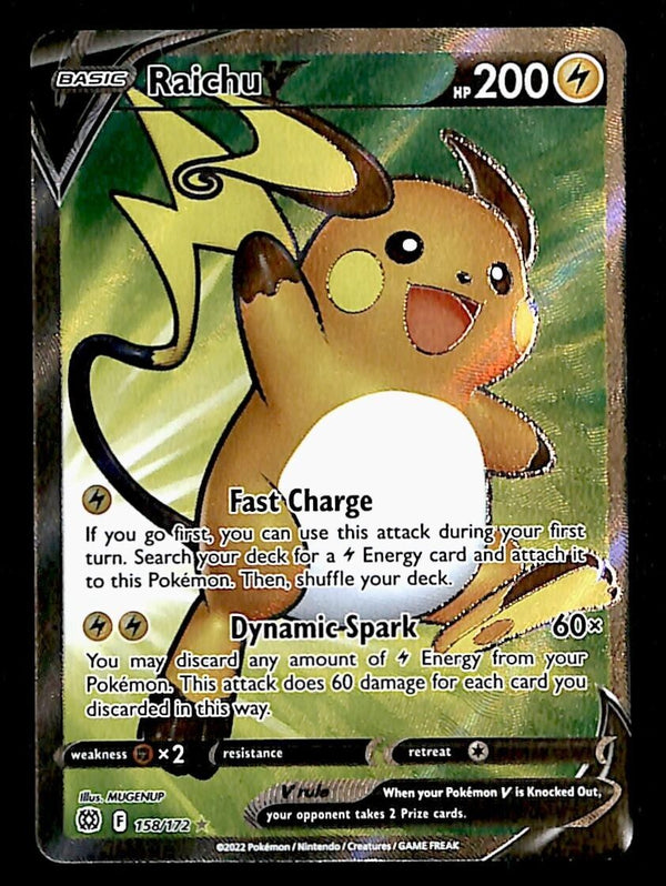 Raichu V Full Art Brilliant Stars 158/172, NM Pokemon Card