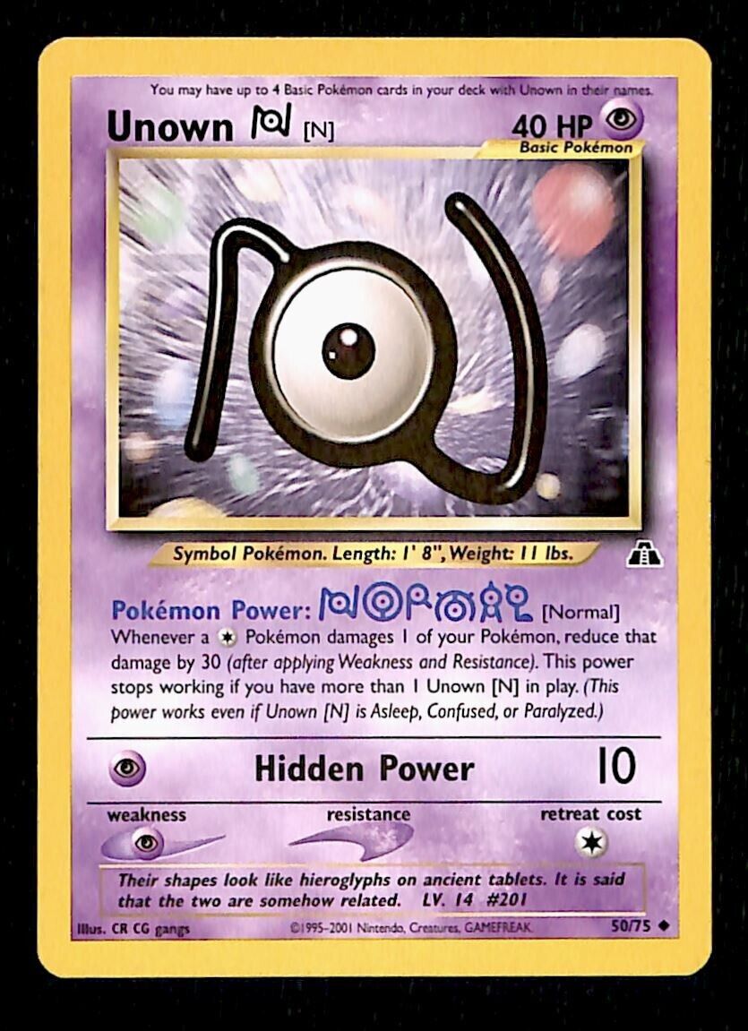 Unown [N] Neo Discovery EX, 50/75 Pokemon Card.