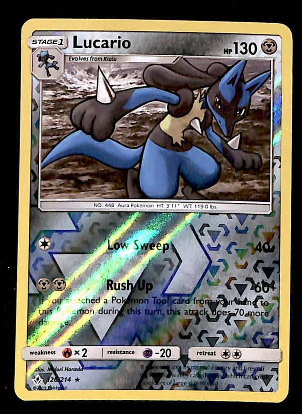 Lucario Reverse Holo Unbroken Bonds 126/214, NM Pokemon Card