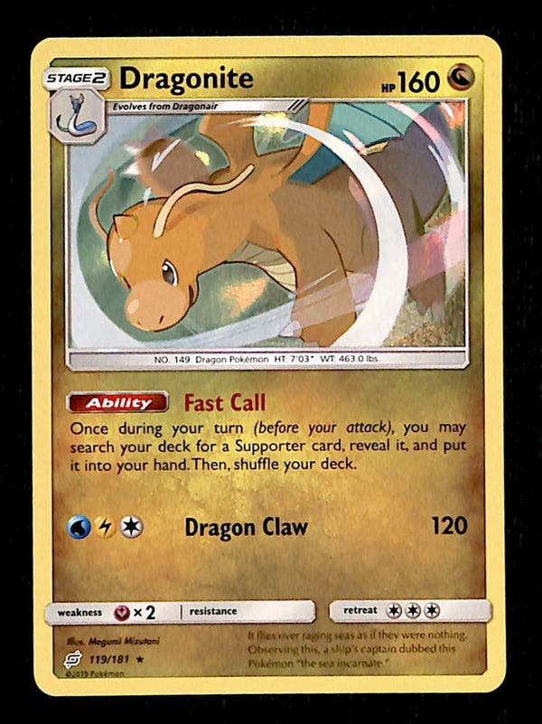 Dragonite Holo Team Up 119/181, NM Pokemon Card