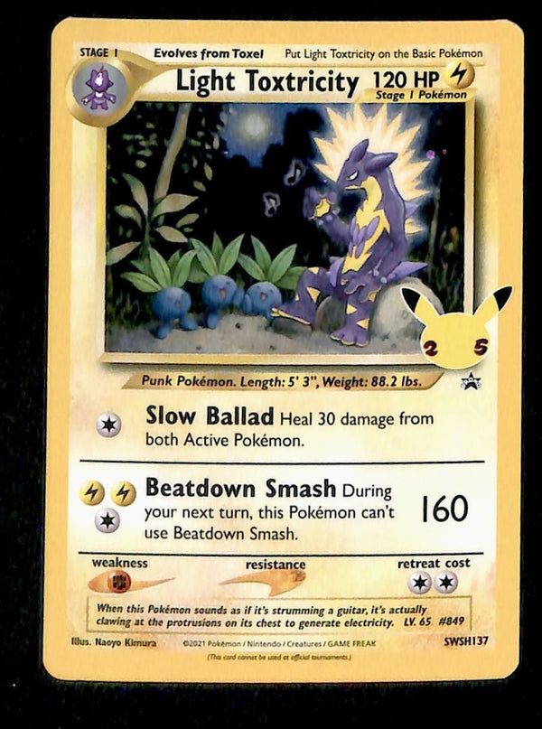Light Toxtricity Promo SWSH137 Celebrations 25th Anniversary, EX Pokemon Card