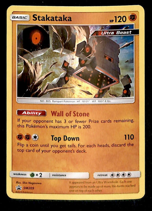 Stakataka Holo Black Star Promo SM209, NM Pokemon Card Stakataka Holo Black Star Promo SM209, NM Pokemon Card