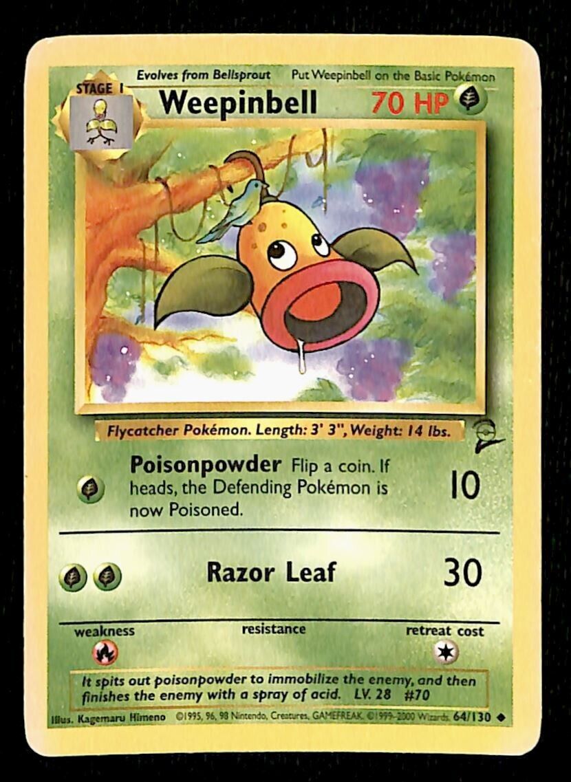 Weepinbell Base Set 2 VG, 64/130 Pokemon Card