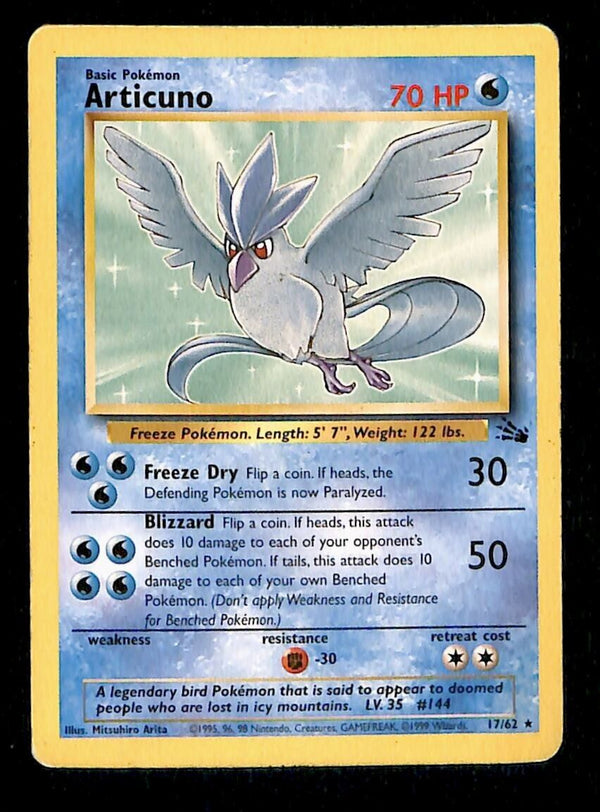 Articuno Fossil VG 17/62 Pokemon Card