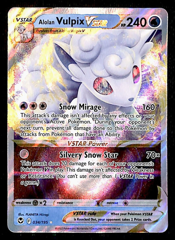 Alolan Vulpix VSTAR Silver Tempest 034/195, NM Pokemon Card