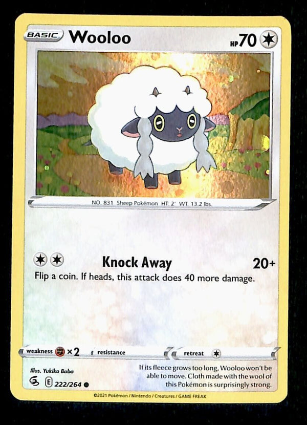 Wooloo Holo Fusion Strike 222/264, NM Pokemon Card