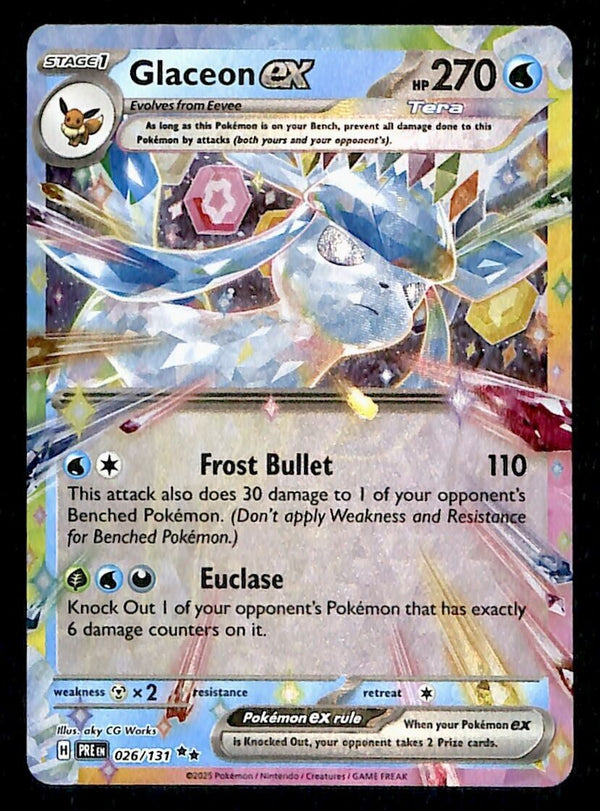 Glaceon ex Ultra Rare Prismatic Evoloutions 026/131, NM Pokemon Card