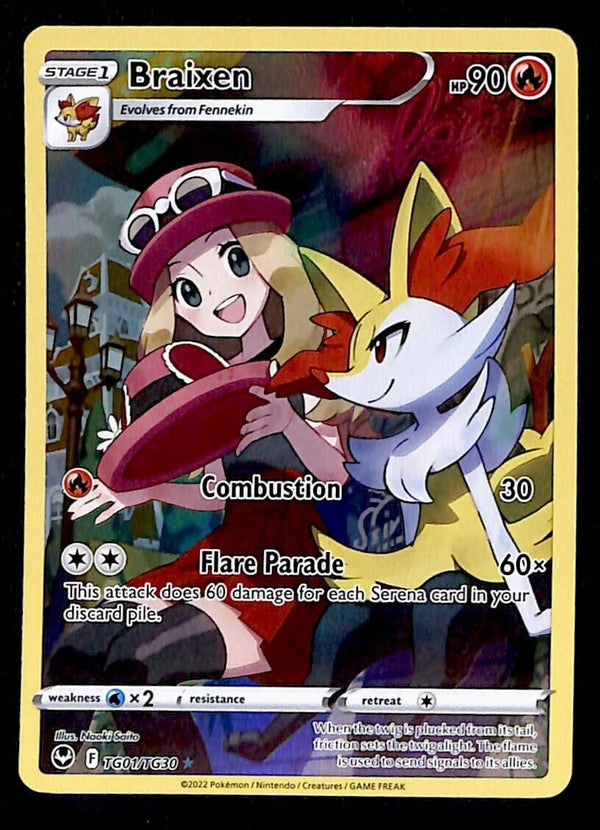 Braixen Trainer Gallery Silver Tempest TG01/TG30, NM Pokemon Card Braixen Trainer Gallery Silver Tempest TG01/TG30, NM Pokemon Card
