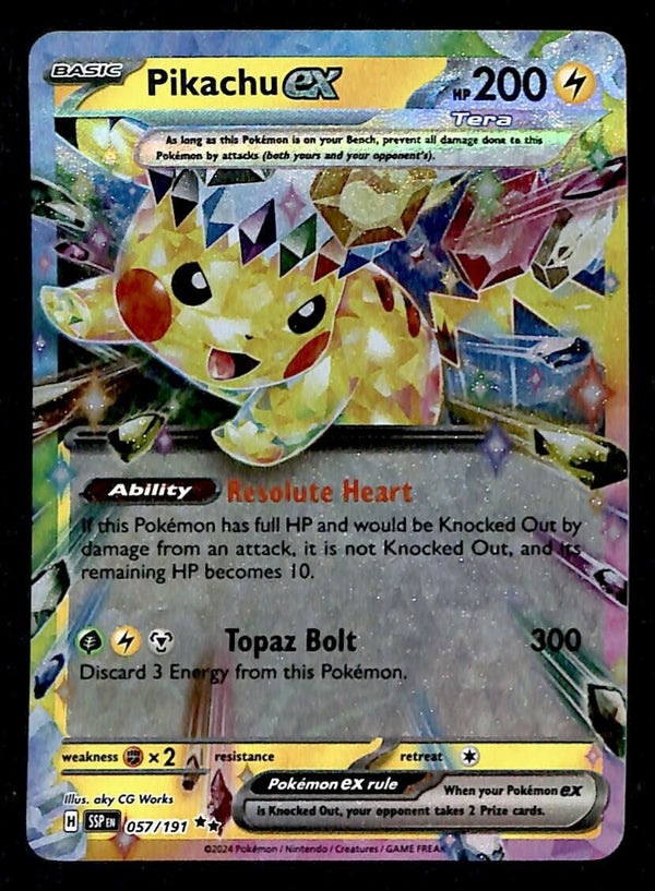 Pikachu EX Ultra Rare Surging Sparks 057/191, NM Pokemon Card