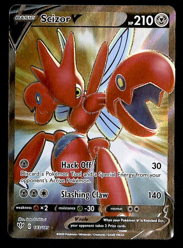 Scizor V Full Art Darkness Ablaze 183/189, NM Pokemon Card Scizor V Full Art Darkness Ablaze 183/189, NM Pokemon Card