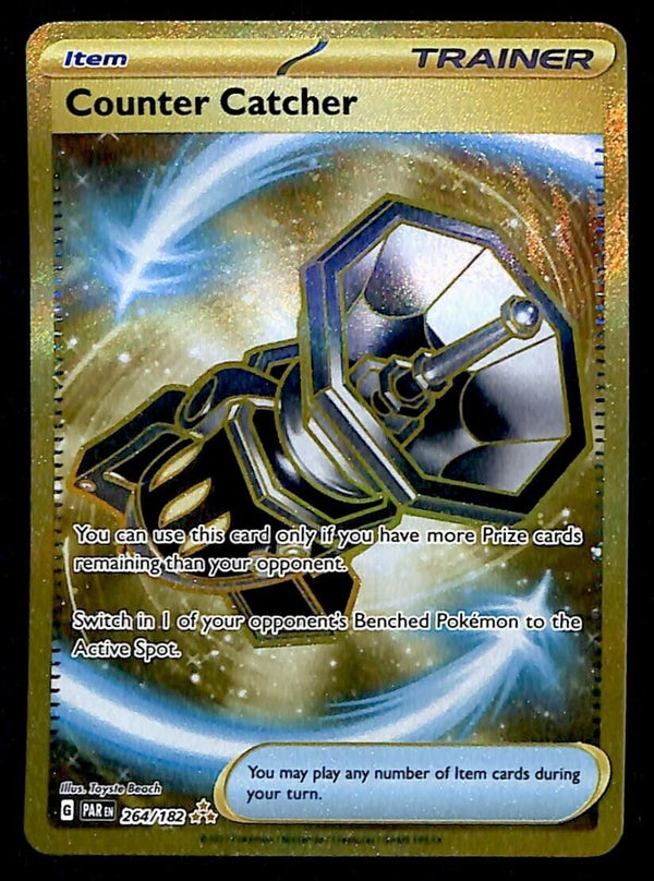 Counter Catcher Gold Card Paradox Rift 264/182, NM Pokemon Card