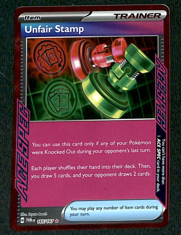 Unfair Stamp Acespec Twilight Masquerade 165/167, NM Pokemon Card