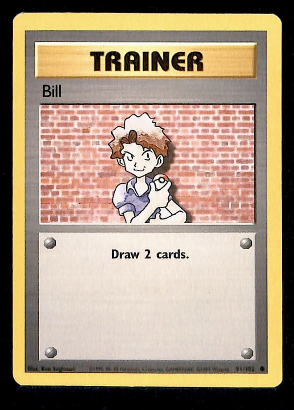 Bill Base Set 1999 Unlimited LP, 91/102 Pokemon Card.