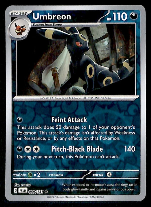 Umbreon Reverse Holo Prismatic Evoloutions 059/131, NM Pokemon Card Umbreon Reverse Holo Prismatic Evoloutions 059/131, NM Pokemon Card