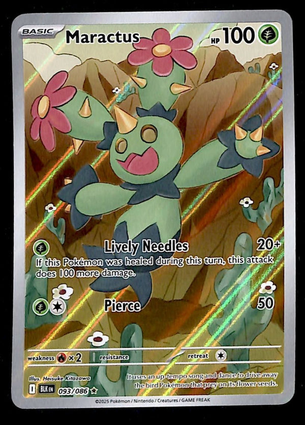 Maractus Illustration Rare Black Bolt 093/086, NM Pokemon Card