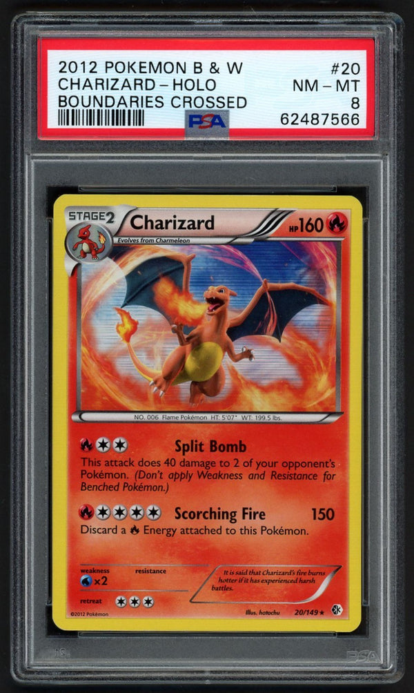Charizard Holo Boundaries Crossed 20/149, PSA 8 Pokemon Card