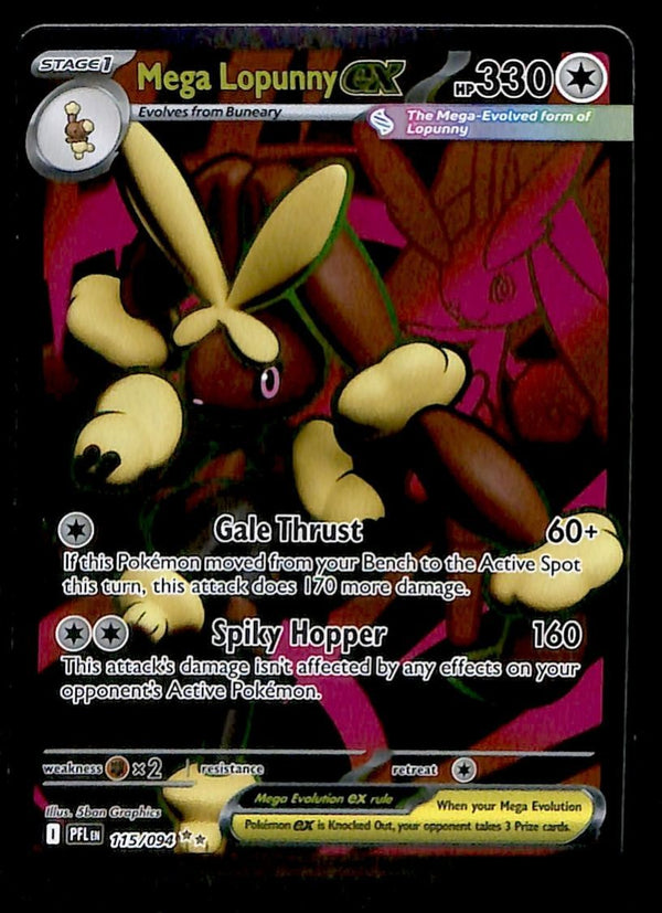 Mega Lopunny ex Full Art Phantasmal Flames 115/094, NM Pokemon Card Mega Lopunny ex Full Art Phantasmal Flames 115/094, NM Pokemon Card