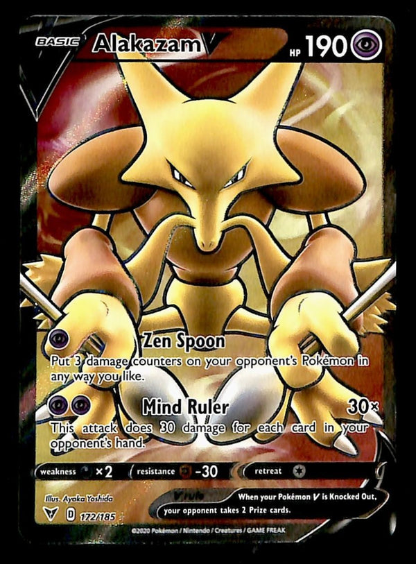 Alakazam V Full Art Vivid Voltage 172/185, NM Pokemon Card