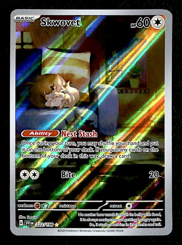 Skwovent Illustrator Rare Scarlet & Violet Base 222/198, NM Pokemon Card