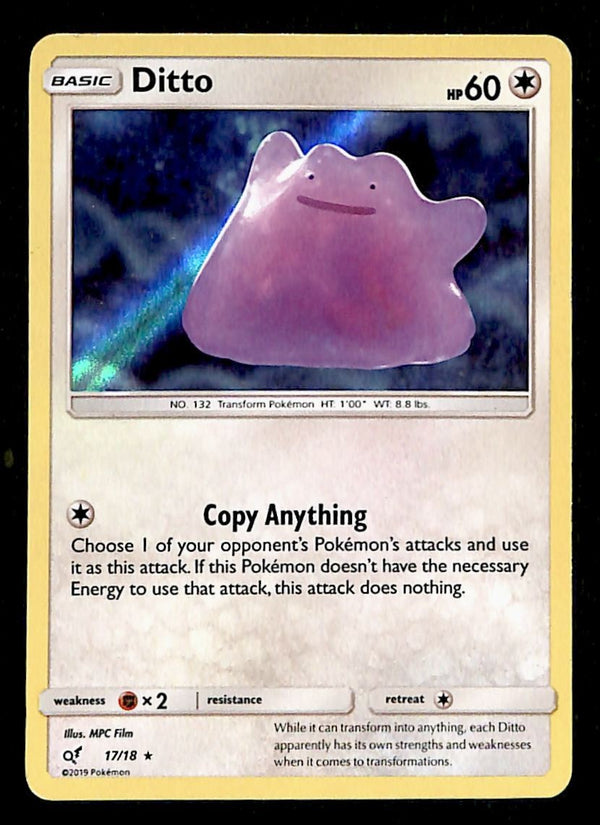 Ditto Holo Detective Pikachu EX, 17/18 Pokemon Card.