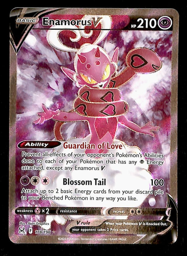 Enamorus V Full Art Lost Origin 178/196, NM Pokemon Card